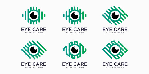 Eye vector logo icon set design template. Modern minimal flat design style.