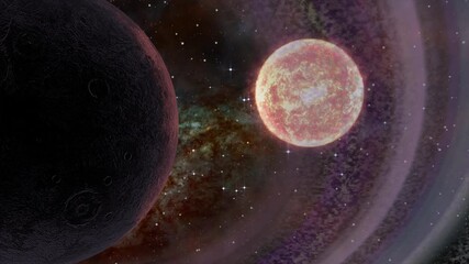 Wall Mural - Space background slowly moving through universe among planets galaxies stars and nebulae
