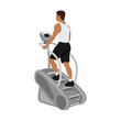 © lioputra - Man character doing Cardio, stair master exercise. flat vector illustration isolated on different layers
