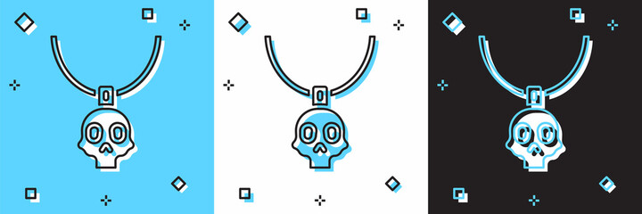 Sticker - Set Necklace amulet icon isolated on blue and white, black background. Vector