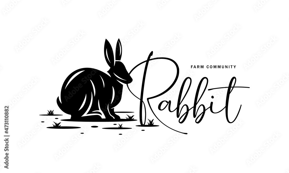 Rustic Rabbit Logo Beautiful Rabbit Logo Design - Isolated vector Illustration on white ...