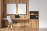 Fototapeta Panele - Two frames on wood home office wall