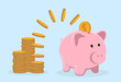 © SolaruS - Piggy bank with coin vector illustration. Saving, investing and accumulation money. Pig in a flat style.