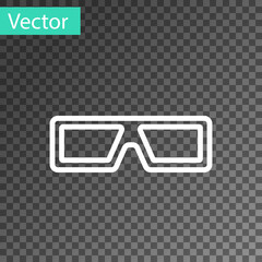 Wall Mural - White line 3D cinema glasses icon isolated on transparent background. Vector