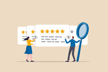 Reputation Management Team Monitor Online Feedback Rating To Improve Brand Positive Rank And Gain Customer Trust Concept, Marketing Team Monitor And Analyze Stars Rating To Increase Satisfaction.