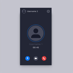 Wall Mural - phone interface. mobile application layout for video calls, online conference and web meeting with b