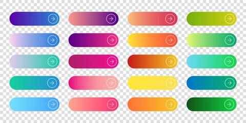 Web gradienr buttons. Color rounded button collection. Vector set