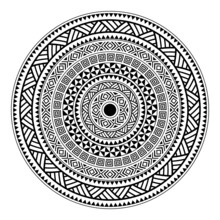 Tribal Polynesian Mandala Design, Geometric Hawaiian Tattoo Style Pattern Vector Ornament In Black And White. Circular Design