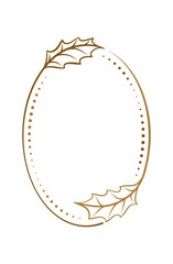 Wall Mural - Vector vertical oval dotted frame with Christmas floral decoration