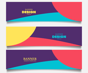 set of banner design template in retro color