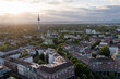 Wasserturm Mannheim Quadrate Stadt Baden-Württemberg zwei Quadrat Luftbild Luft früh am Morgen Sonnenschein