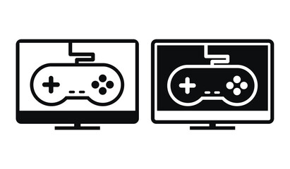 Wall Mural - Computer with gamepad icon, video game controller. Illustration vector