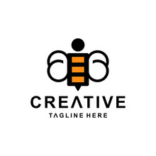 Bee Combination With Letter I . Abstract, Emblem, Design Concept, Logo, Logotype, Element, Template.