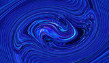 Fototapeta Tęcza - Abstract bright blue background. Creative mood. Art trippy digital backdrop. Curved shapes illustration. Vibrant banner. Template. Water wave effect. Swirl. Marble texture. Whirlpool tunnel. Energy.