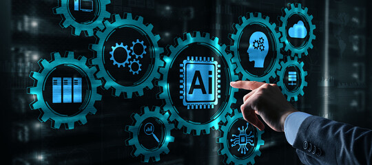 Artificial Intelligence and modern gears technologies concept