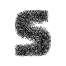 Decorative Letter S Made Of Particles Isolated On White Background. Vector Illustration