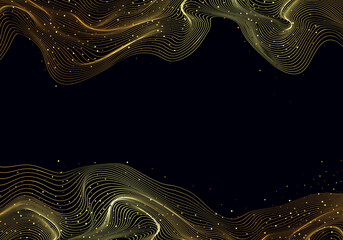 Wall Mural - abstract vector golden waves. abstract frame. shiny golden lines design element with glitter effect 