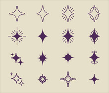 Set Of Four-pointed And Eight-pointed Stars And Shapes
