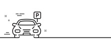 Car Parking Line Icon. Auto Park Sign. Transport Place Symbol. Minimal Line Illustration Background. Parking Line Icon Pattern Banner. White Web Template Concept. Vector