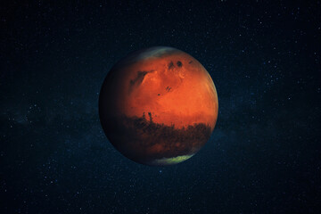 Wall Mural - beautiful red planet mars in the stars deep space.