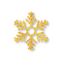 Aufkleber - Christmas snowflake with glitter and luxury texture. Golden snowflake for Christmas decoration