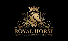 Luxury Royal Horse Logo Design Vector Template