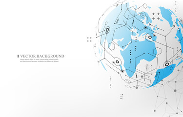 Wall Mural - Abstract technology vector global network white background