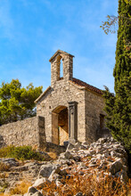 Scenic Little Chapel In The Remoteness Of The Hills Of Hvar Island