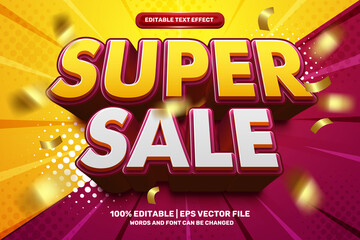 Wall Mural - Super Sale badge discount Bold 3D Editable text Effect Style