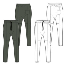 Men's Drop Crotch Joggers Fashion Vector Sketch, Apparel Template