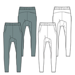 Wall Mural - Men's  drop-crotch  pants fashion vector sketch, Apparel template