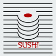Abstract minimal Asian kitchen with sushi shape lines