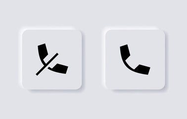 Leinwandbilder - phone call icon in neumorphism buttons, no call decline symbol - no telephone calls cellphone, Forbidden Call with contact icon - Contact us telephone icon symbol with neumorphic style