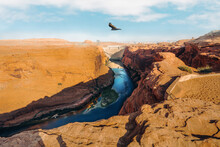 Glen Canyon Dam Overlook. Colorado River And Amazing Red Rock Formations Of Canyon.