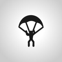 Parachutist Pictogram Simple Isolated Silhouette.