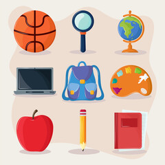 Wall Mural - school education icons