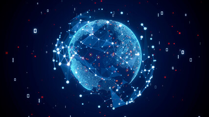 Fototapete - Global communication network concept. Digital transformation.