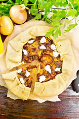 Poster - Pie with pumpkin and onions on board top