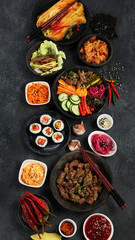 Wall Mural - Assortment of Korean traditional dishes. .