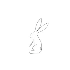 Wall Mural - Rabbit animal silhouette line drawing vector illustration