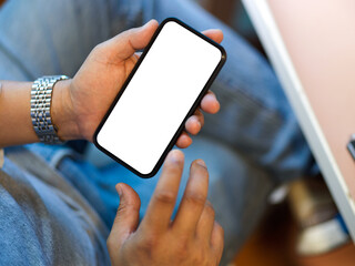 a man using his smart mobile phone