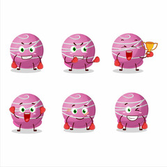 Poster - A sporty truffle strawberry candy boxing athlete cartoon mascot design