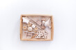 Montessori material is wooden. Toddler education concept. Eco friendly toy.
