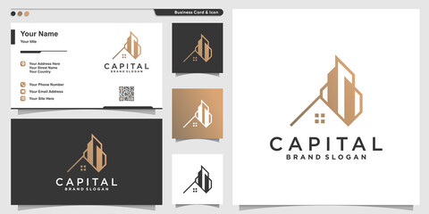 Wall Mural - Metropolis logo design capital, apartment, real estate company Premium Vector