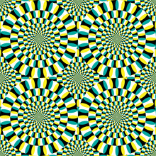 Optical Illusion Art. Concentric Circles That Trick The Eye Into Seeing Rotating Movement. Seamless EPS10 Vector Format.