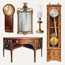 Antique Furniture And Decor Vector Design Element Set, Remixed From Public Domain Collection