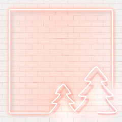 Poster - Pink neon Christmas frame illustration