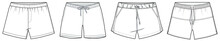 men's shorts technical drawing vector illustration. CAD mockup.