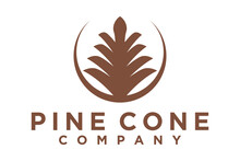 Pine Conifer Cone, Pineapple Leaves Crown, Aloe Vera, Agave Luxury Elegant Logo Design Vector