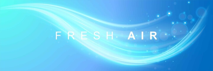 Wall Mural - waves showing a stream of clean fresh air. blue waves with a fresh aroma. vector illustration.